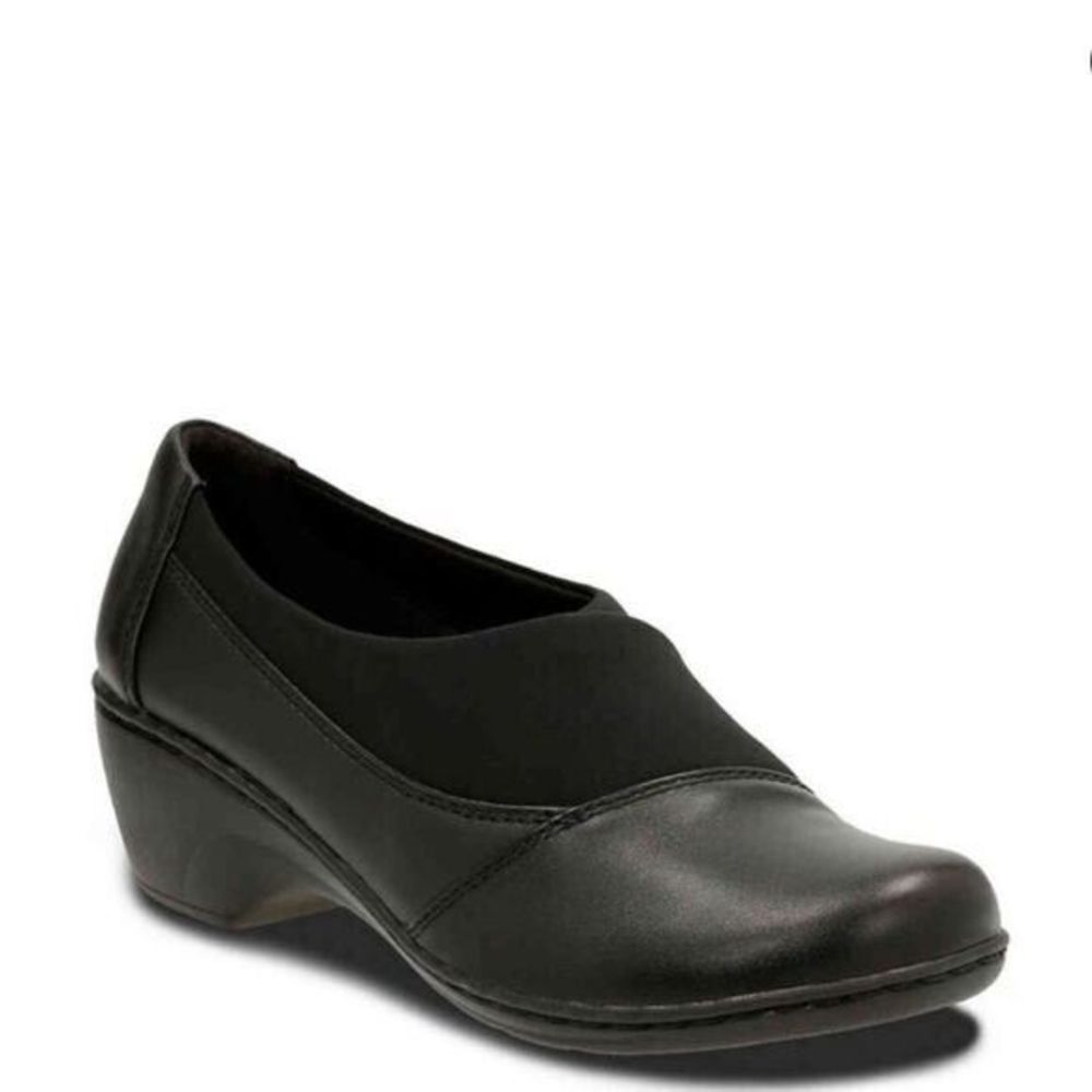 Clarks Collection Enna Women Stretch Slip on Shoe 8 M Comfort Heel Clogs Mules